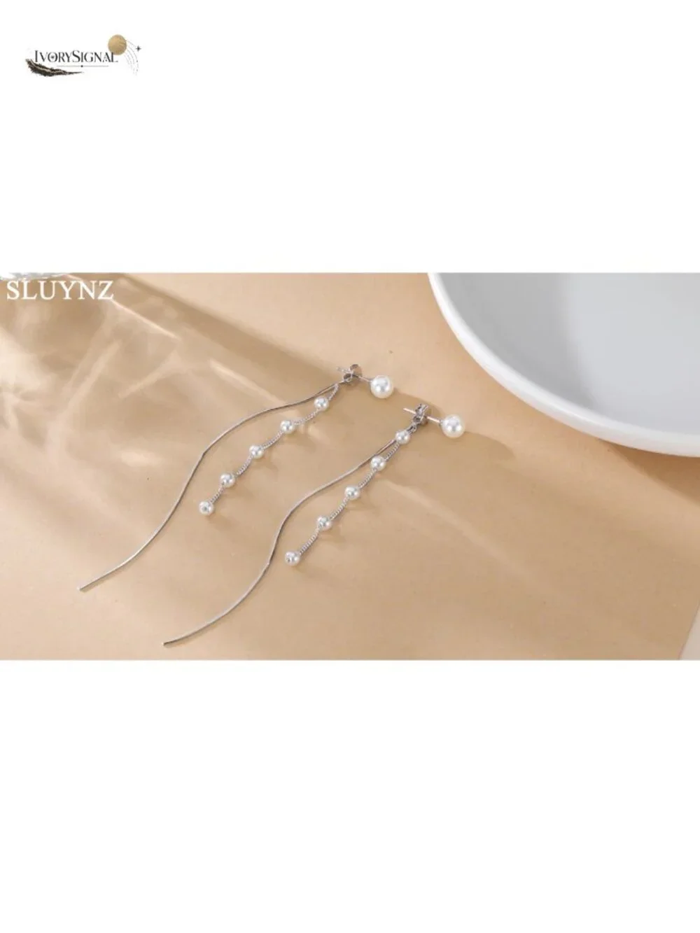 925 Sterling Silver Simulated Pearl Dangle Earrings for Women Elegant Wedding